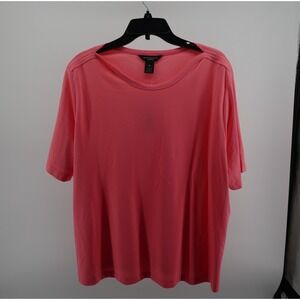 Investments Woman Strawberry Pink Boat Neck Short Sleeve Top‎ 1X S51KV221W NEW
